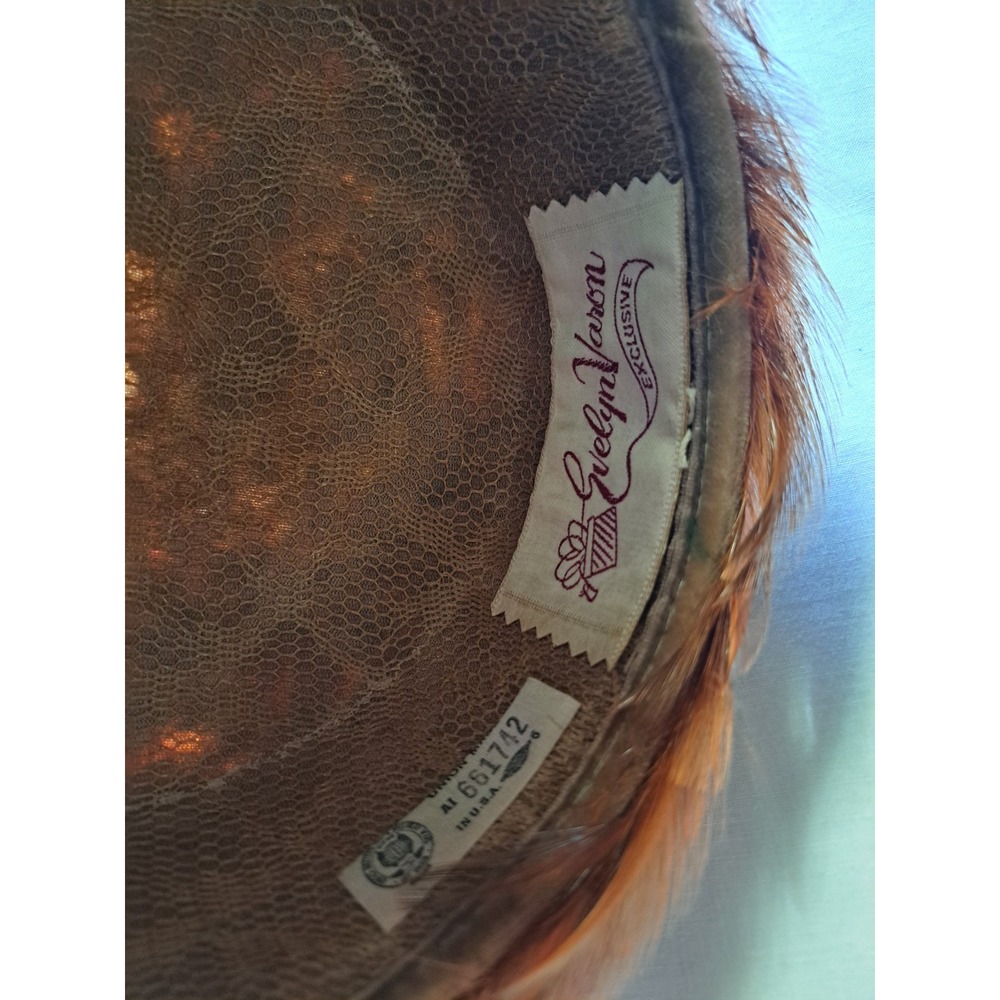 VINTAGE GENE DORIS New York ORIGINAL PHEASANT Quail FEATHER PILLBOX HAT - Picture 10 of 10